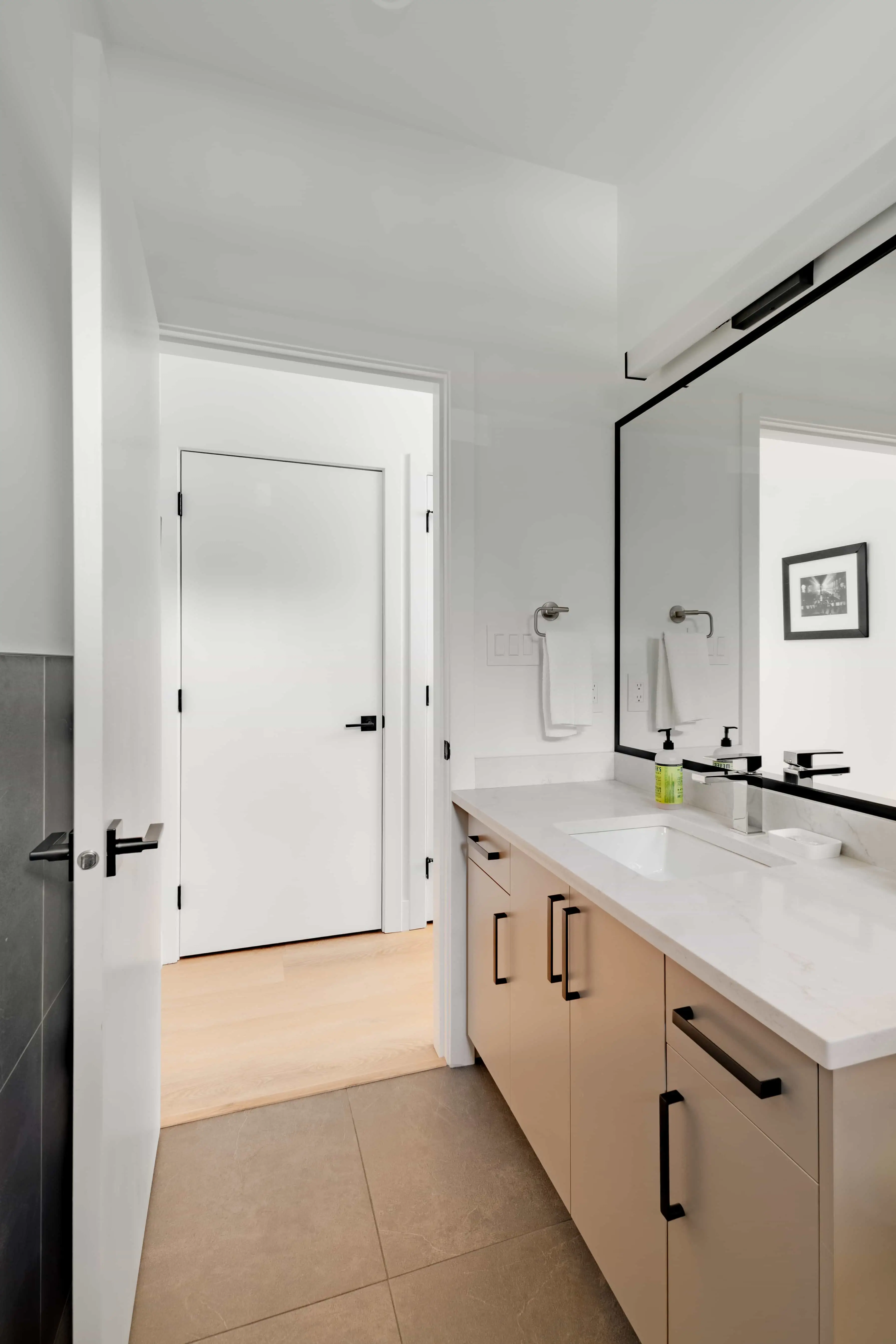 Ensuite vanity in a Vancouver Airbnb stay, short-term rental photography