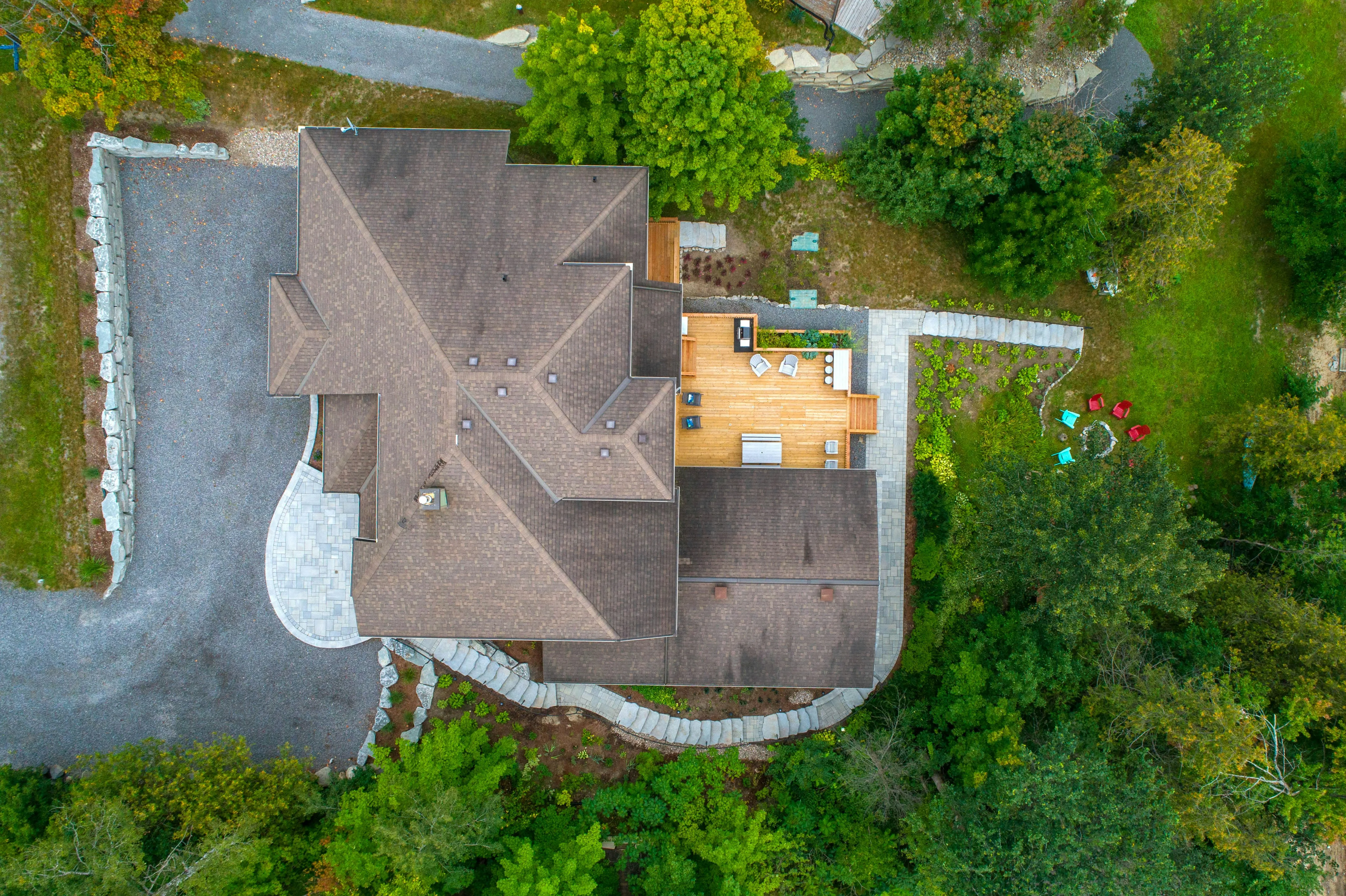 Aerial shot of a property lot and surrounding streets